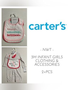 🆕CARTER’S - 3M - NWT - 2+PCS - INFANT GIRLS CLOTHING & ACCESSORIES LOT